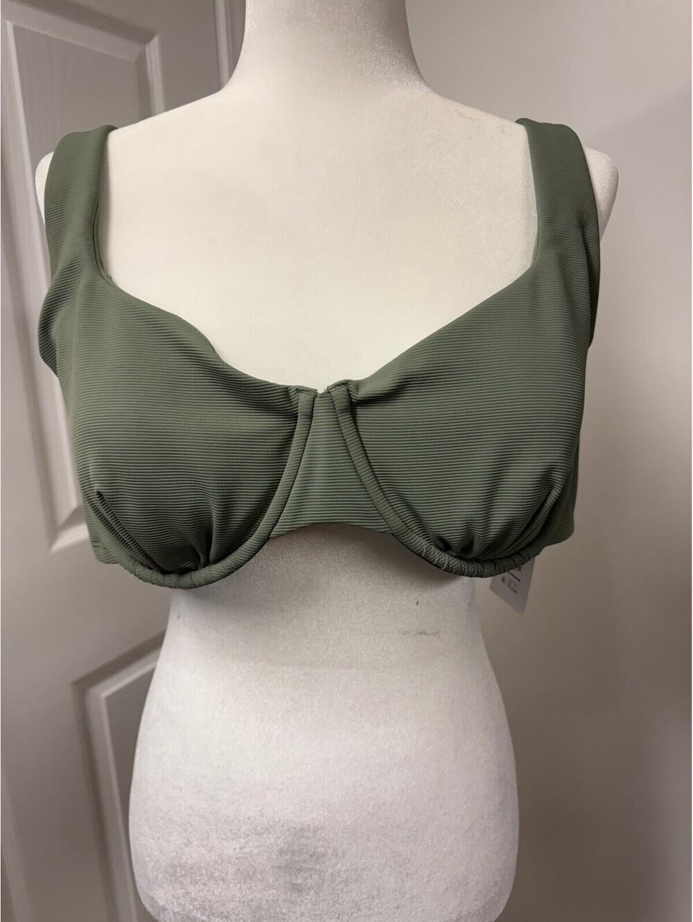 Time and Tru Olive Night Ribbed Swim Top 1X (16W-18W)